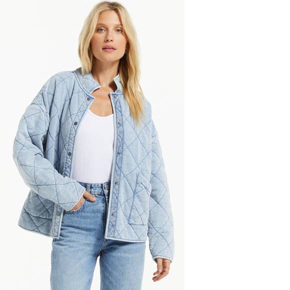 Z Supply Maya Knit Denim Quilted Jacket 